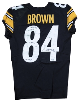 2017 Antonio Brown Game Used & Signed Pittsburgh Steelers Home Jersey Photo Matched To 12/10/17 (Brown/Fanatics LOA)